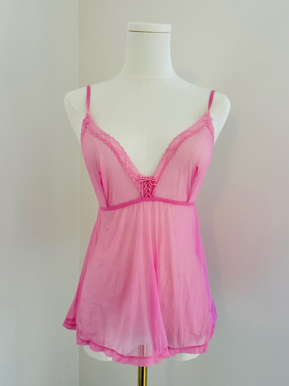 La Perla Vintage Women’s Pink Lace-Trim top #094